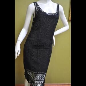 Ralph Lauren Womens Black Cotton Lace  Crochet Sleeveless Dress Size Small Boho